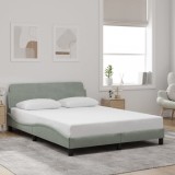 Gossi cadru de pat cu tablie, gri deschis, 120x200 cm, catifea