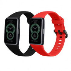 Set 2 Curele Kwmobile pentru Huawei Band 6, Negru/Rosu, Silicon, 59296.09 foto