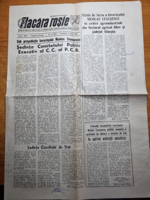 flacara rosie 2 iunie 1988-ceausescu vizita in giurgiu,vetre folclorice aradene