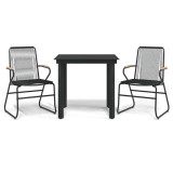 Cumpara ieftin Set cu masa pentru gradina, 3 piese, negru, ratan PVC