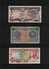 Set / Lot 3 bancnote Cipru / 250 mils+50 sent+1 lira / stare (vezi scan) foto