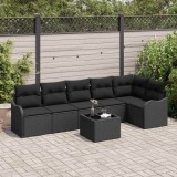 Cumpara ieftin Set de canapele pentru grădină cu pernă 7 pcs Bej Rattan poli