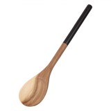 Lingură Lemn Salc&acirc;m, 34cm, Culoare Negru și Maro