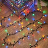Instalatie brad de craciun liniara, 8 jocuri de lumini, controler, 10 m din care 1m cablu priza, 220v, 100 led, bec in 6 colturi, multicolor, Oem