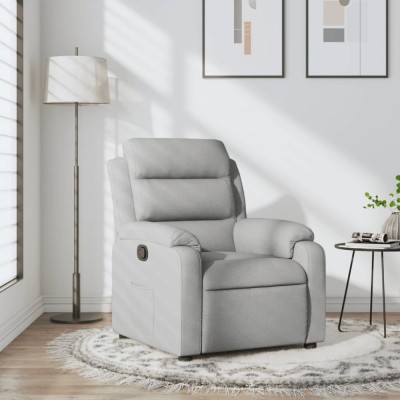 vidaXL Fotoliu rabatabil gri deschis, material textil foto