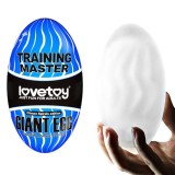 Masturbator manual LOVETOY Training Master Climax Spirals, din TPE transparent, &icirc;n formă de ou, lungime 13 cm (albastru)