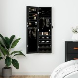 vidaXL Dulap de bijuterii cu oglindă de perete, negru, 30x8,5x106 cm 353215