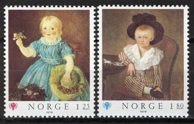 Norvegia 1979 - Picturi cu copii, arta, serie neuzata foto