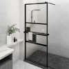 VidaXL Paravan duș walk-in cu raft negru 90x195 cm sticlă ESG/aluminiu
