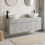 Cumpara ieftin Set dulap baie 3 buc. Gri Beton 157 x 44,5 x 80 cm