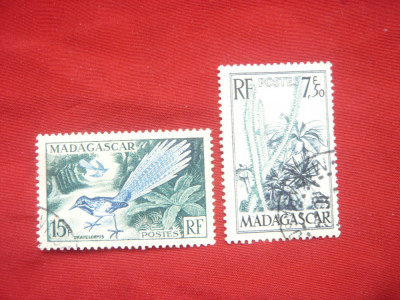 2 Timbre Madagascar , colonie fr. 1954 - Fauna si Flora stampilate foto