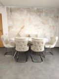 Set stella crem deschis cu argintiu masa+ 6 scaune PERSONALIZABIL PE CULORI