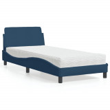 Cumpara ieftin Pat cu saltea, albastru, 90x200 cm, textil