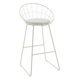 Cumpara ieftin Scaun de bar Seth sarma metalica alba cu perna pvc alb
