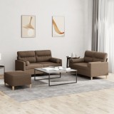 VidaXL Set de canapele cu perne, 3 piese, maro, textil