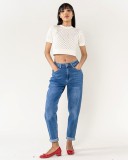 Blugi dama Mom Fit Nina Carter albastru inchis P502-5 M8