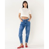 Blugi dama Mom Fit Nina Carter albastru inchis P502-5 M8