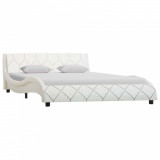 Cadru de pat, alb, 140 x 200 cm, piele ecologică, Cires, Dublu, Cu polite semirotunde, vidaXL