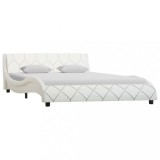 Cumpara ieftin Cadru de pat, alb, 140 x 200 cm, piele ecologică