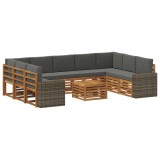 vidaXL Seturi de canapele cu pernă 10 pcs Natural și Antracit 3384878