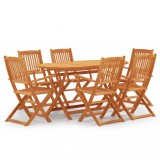 Cumpara ieftin Set mobilier de exterior pliabil, 7 piese, lemn masiv eucalipt