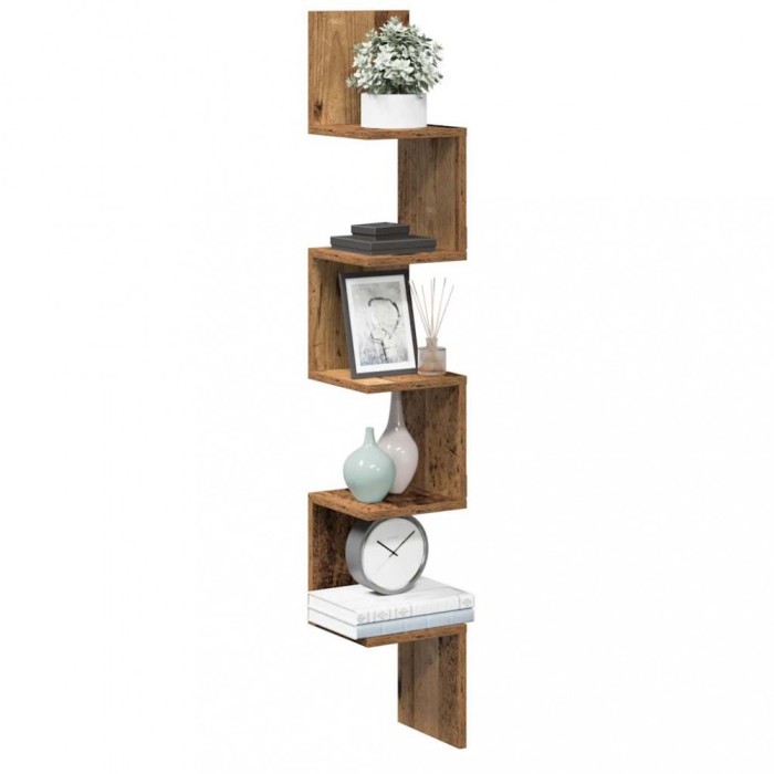 vidaXL Raft perete pentru colț lemn vechi 20x20x127,5cm lemn prelucrat