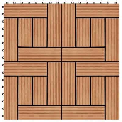 Plăci de pardoseală 11 buc, culoare tec, 30 x 30 cm, WPC, 1 mp foto