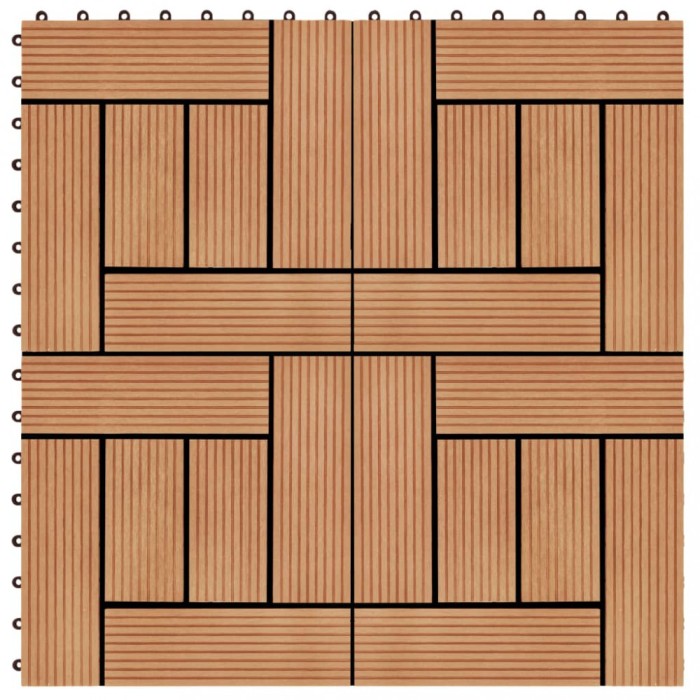 vidaXL Plăci de pardoseală 11 buc, culoare tec, 30 x 30 cm, WPC, 1 mp