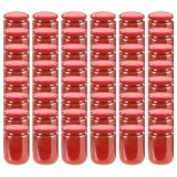 VidaXL Borcane din sticlă pentru gem, capac roșu, 48 buc., 230 ml