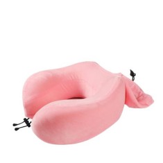 Perna pentru gat si avion din spuma cu memorie Edman U2, 29x28x10 cm, Roz