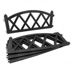 Gard de gradina decorativ, plastic negru, set 4 buc, 59.5x33 cm GartenVIP DiyLine