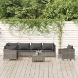 Cumpara ieftin Set mobilier de grădină cu perne, 8 piese, gri, poliratan