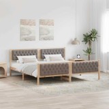vidaXL Cadru de pat Gri taupe 200 x 200 cm Lemn de pin masiv 3394271
