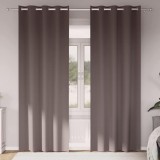 Perdele cu perdele 2 pcs Maro &icirc;nchis 260 x 140 cm Poliester