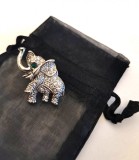 +SACULET ORGANZABrosa -ELEFANT- placata AUR alb 18K-MARTISOR