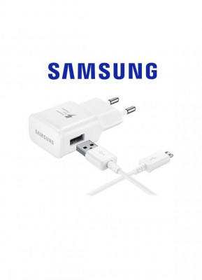Set Incarcator Fast Charging Samsung USB adaptor priza Universal + Cablu Date MicroUSB Transfer si Incarcare Original foto