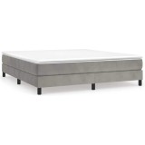 Cumpara ieftin Pat box spring cu saltea, gri deschis, 160x200 cm, catifea