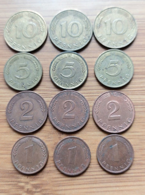 Moneda Germania Lot 12 Pfennig anii 1971-1994 foto
