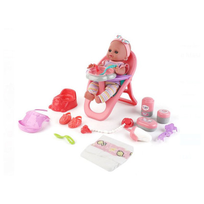 Set scaun de masa cu papusa bebelus, sunete si accesorii foto