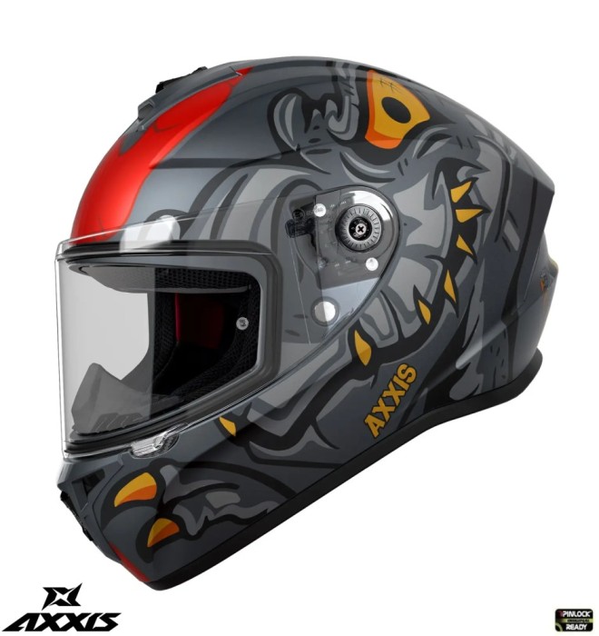 Casca integrala pentru scuter - motocicleta Axxis model Draken S Dinotoon B5 rosu mat &ndash; tip viziera: MT-V-18C M (57/58cm)