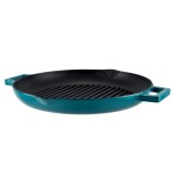Tigaie grill din fonta emailata 31 cm, cu cioc, turcoaz Handy KitchenServ