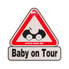 Semn de masina Baby on Tour Reer, Alb/Rosu