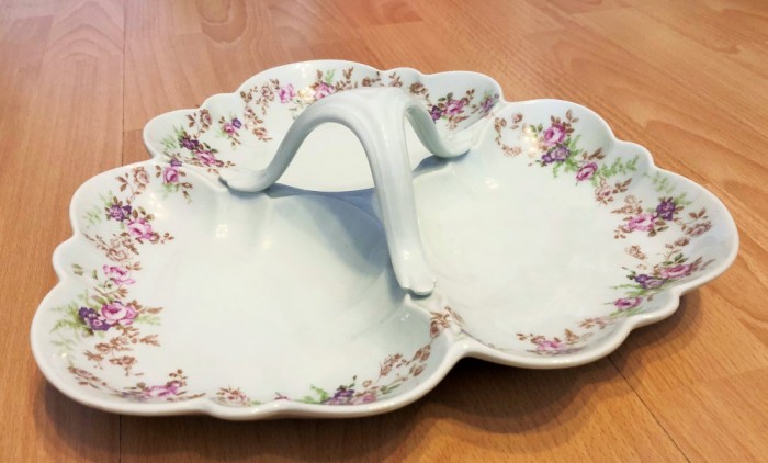 Platou compartimentat / centru masa - model baroc - Royal Limoges - 1980 - 28 cm