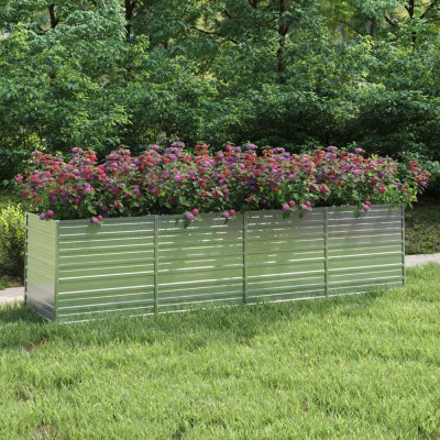 vidaXL Strat &amp;icirc;nălțat de grădină argintiu 320x80x77 cm oțel galvanizat 316890 foto