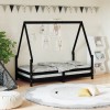 VidaXL Cadru de pat pentru copii, negru, 80x160 cm, lemn masiv de pin