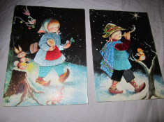 3 carti postale atentie tesute cu material textil rare c 18 foto