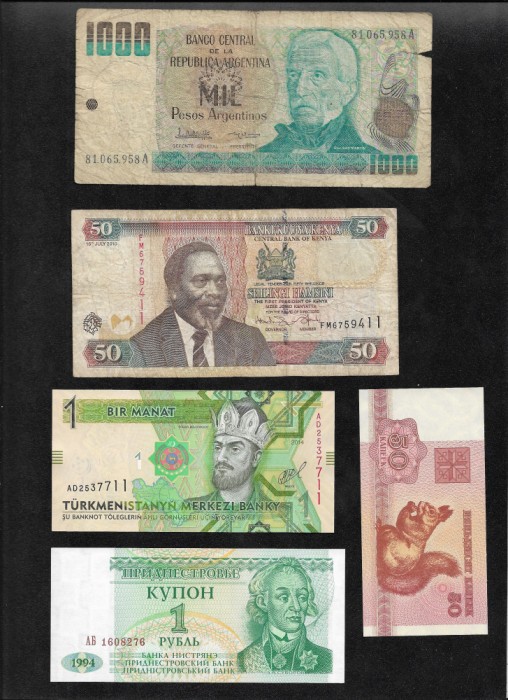 Set 5 bancnote de prin lume adunate (cele din imagini) #254