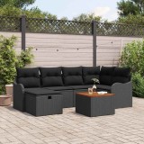 Cumpara ieftin Set de canapele pentru grădină cu pernă 7 pcs Negru Rattan poli