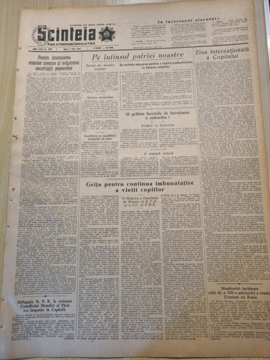 scanteia 1 iunie 1954-ziua internationala a copilului