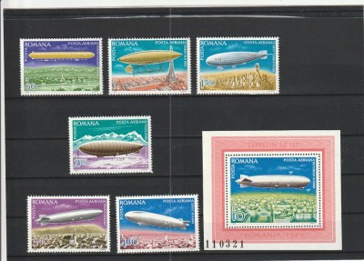 ROMANIA 1978 LP 952 LP 953 DIRIJABILE ZEPPELINUL SERIE SI COLITA MNH NESTAMP foto